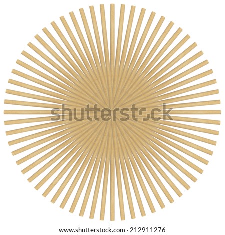 Abstract of round wood stick isolated on white background