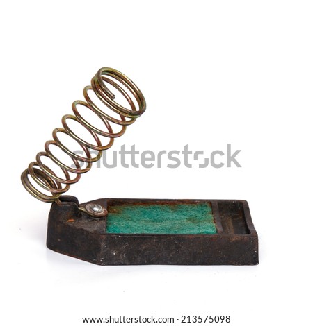 Metal stand for Soldering iron isolated on white background