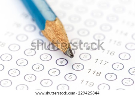 Answer sheet with pencil