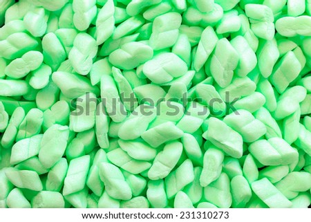 Close up green foam packing material used for shipping