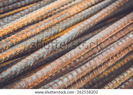 Macro steel rods or bars used to reinforce concrete