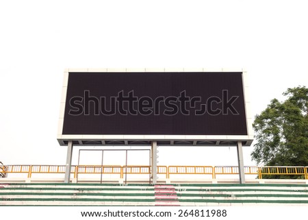 Empty white digital billboard screen for advertising in stadium