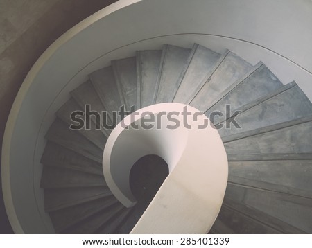 Inside design spiral staircase made of concrete