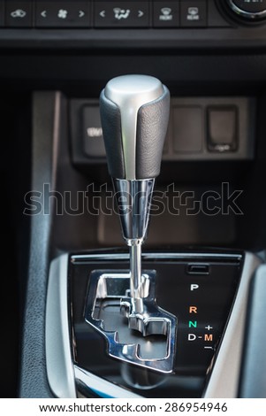 Close up automatic gear of new modern car