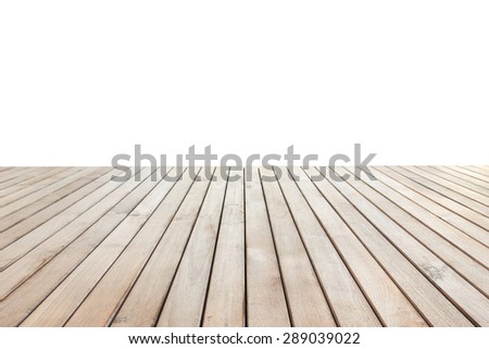 Close up wooden decking and flooring isolated on white background