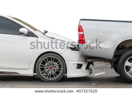 Car accident involving two cars on the road