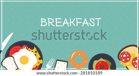 Vector flat food breakfast background