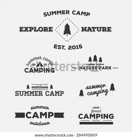 Set of vector vintage logos. Camping.