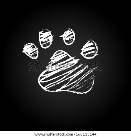 animal cat dog paws. chalkboard black vector illustration