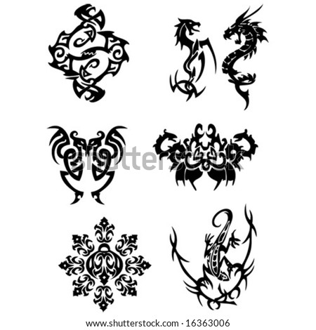 stock vector six abstract vector signs symbols tattoo