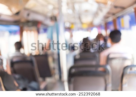 abstract background blur people on the bus in Thailand