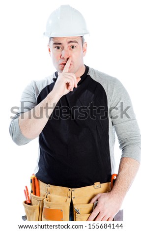 Caucasian contractor male 40 years old shot in studio isolated on white background