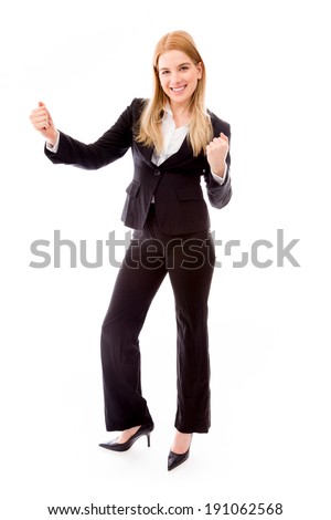 Businesswoman punching the air