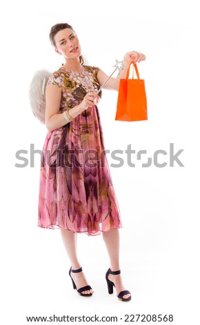 model isolated on white casting a spell
