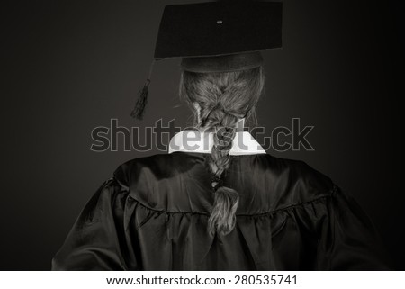 model isolated on plain background back hands on hips