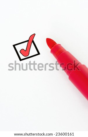Check-box ticked with a red felt pen