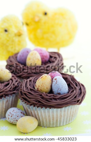 easter cupcakes peeps. easter cupcakes. stock photo