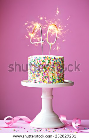 40th birthday cake with sparklers