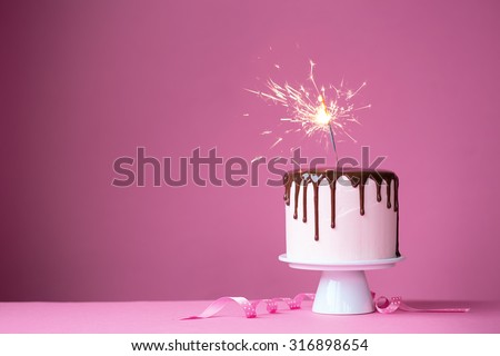 Cake decorated with a sparkler