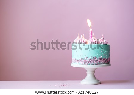 Birthday cake with one candle