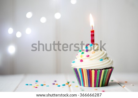 Cupcake with a single candle