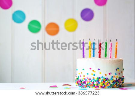 Birthday cake with blown out candles