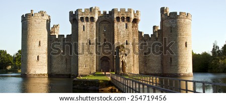 East Sussex, England - May 25, 2012: Bodiam Castle.The Castle is a 14th-century moated castle near Robertsbridge in East Sussex, England. It was built in 1385 by Sir Edward Dalyngrigge.
