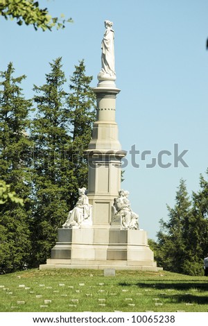 Soldiers National Monument at the center of Gettysburg National Cemetery, Randolph Rogers, sculptor