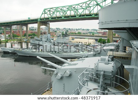 stock photo USS Massachusetts BB59 USS Lionfish SS