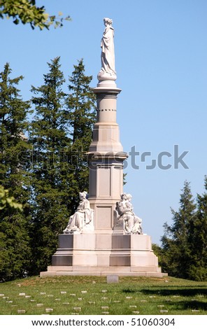Soldiers National Monument at the center of Gettysburg National Cemetery,