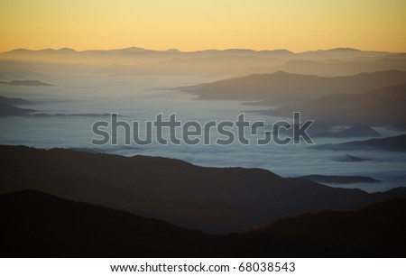 sunrise on the Great Smoky Mountains from Clingman\'s Dome