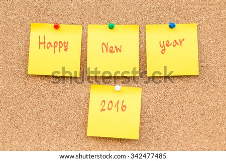 Sticky blank note new year 2016 with space for text.