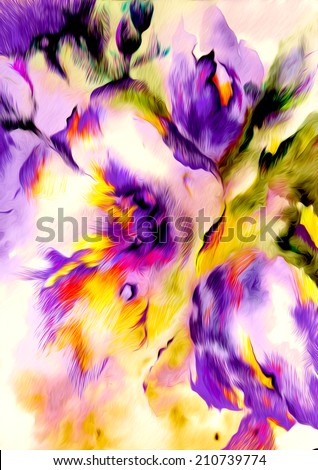 Beautiful abstract bright colorful bouquet of purple and yellow flower