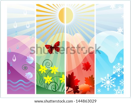 Illustration of Four Seasons of Nature