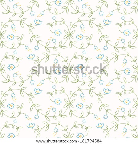 Seamless pattern with nice small flowers. Line art pattern for web or textile background. Vector is EPS8, all elements are grouped by colors. Drop into your AI swatches and use as fill.