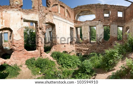 inside of ruined brick mansion, Serpuhov, Russia