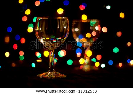 wine glasses with colored flares