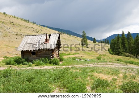 deserted wood house in mountains