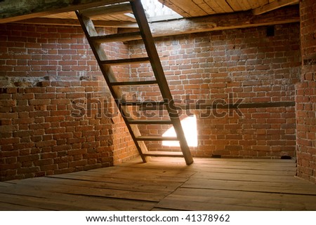 stairs to the bell tower in the temple with sun light from above
