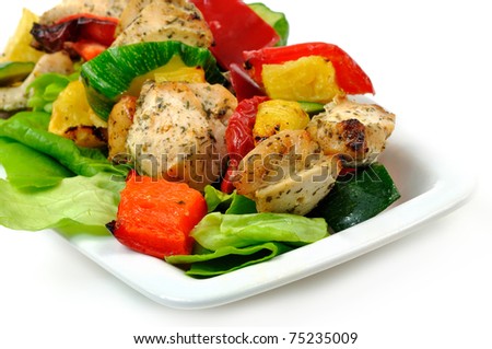 salad with grilled chicken or turkey zucchini peppers and pineapple
