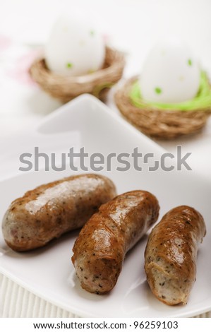 Traditional polish white sausage for easter breakfast