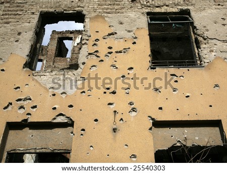 Destroyed house as war aftermath
