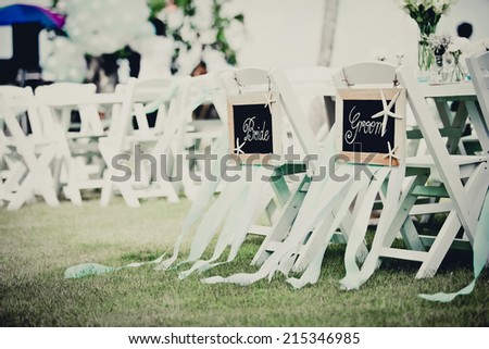 wedding Signs setting on the beach vintage