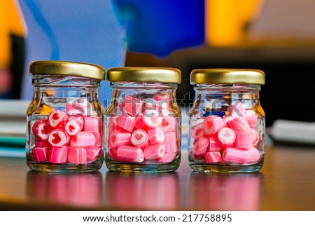 Pink Candy hearts in a glass