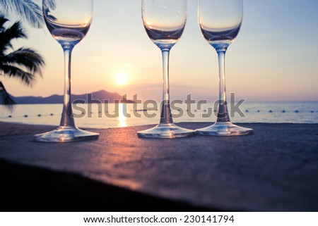 Cannes Wine Glass with evening light sea.