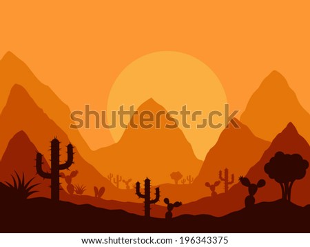 vector mexican sunset landscape
