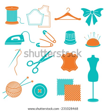 vector set of sewing equipment and stuff vector set of sewing equipment and stuff
