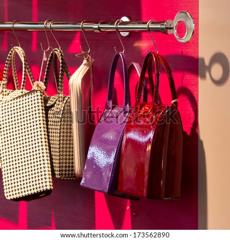 PARIS, FRANCE - JANUARY 27, 2014: Designer bags are on display at Maison&Objet, the French leading professional trade show for home fashion in Paris, France.