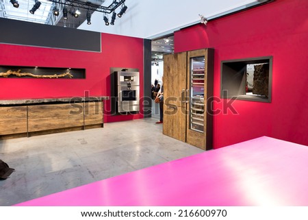 PARIS, FRANCE - SEPT; 5, 2014: A designer kitchen is on display at Maison et Objet, the French leading professional trade show for home fashion and design.