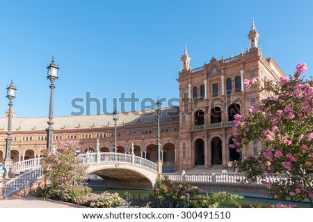 Plaza de Espana in Seville. It is a landmark example of the Renaissance Revival style in Spanish architecture.
